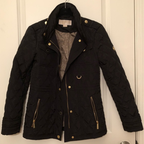 michael kors black quilted coat